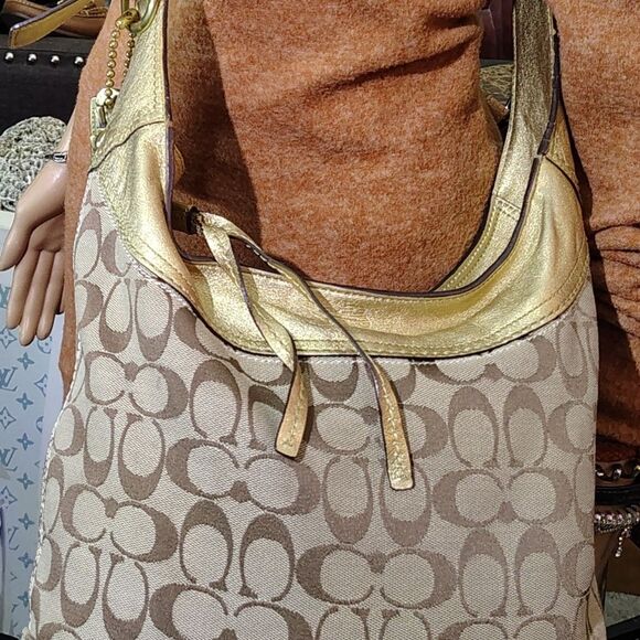 Coach Signature Metallic Gold Hobo Bag – 2003 Y2K Archive, Pristine Vintage Cond - Picture 2 of 12
